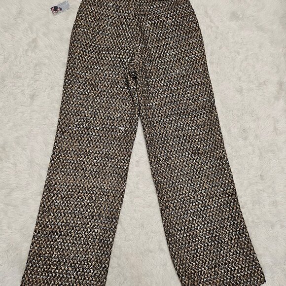 Worthington X Jason Bolden Women's Gold Multi Tweed Pants Size 8 - Picture 3 of 10